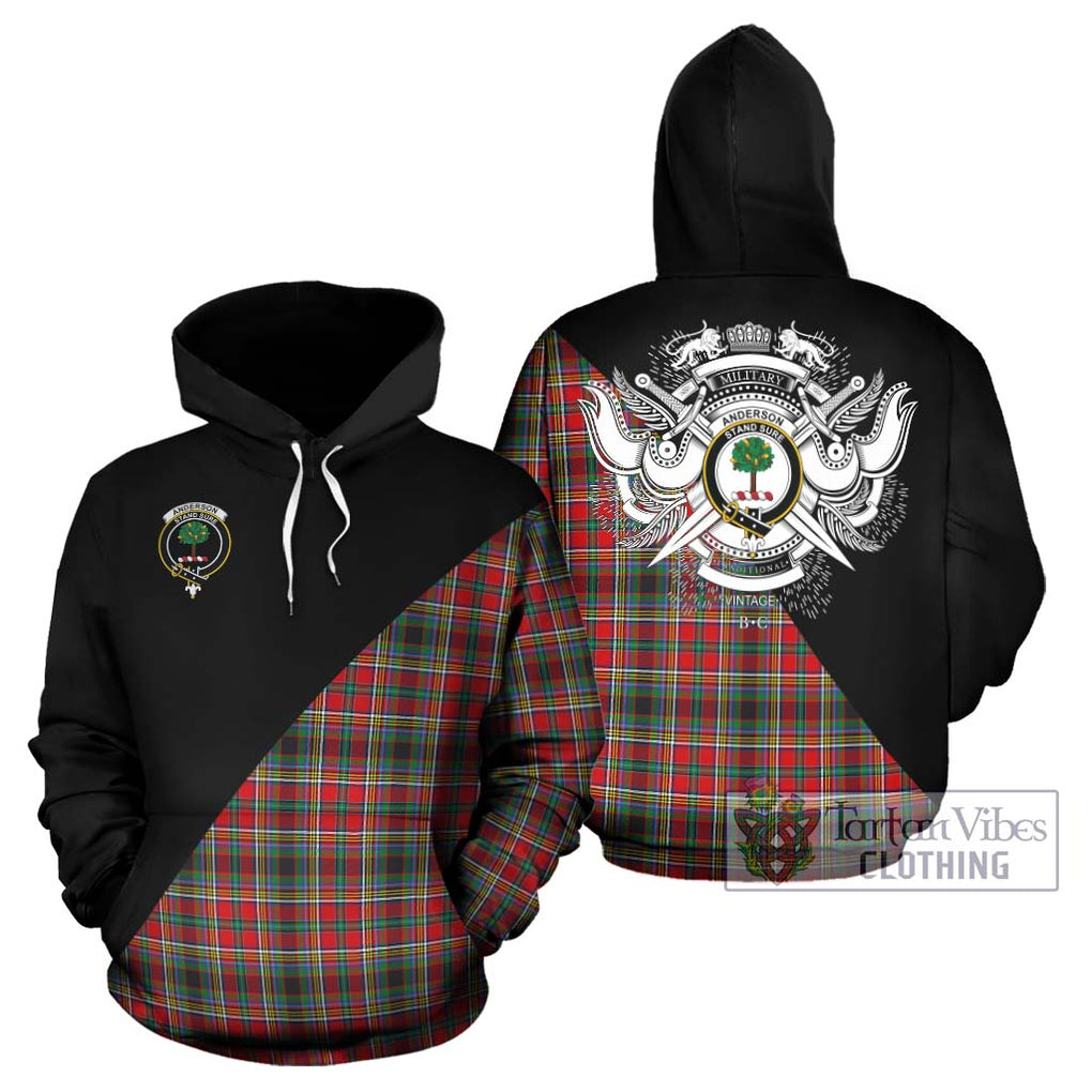 Anderson of Arbrake Tartan Hoodie with Family Crest and Military Logo Style Zip Hoodie - Tartanvibesclothing Shop