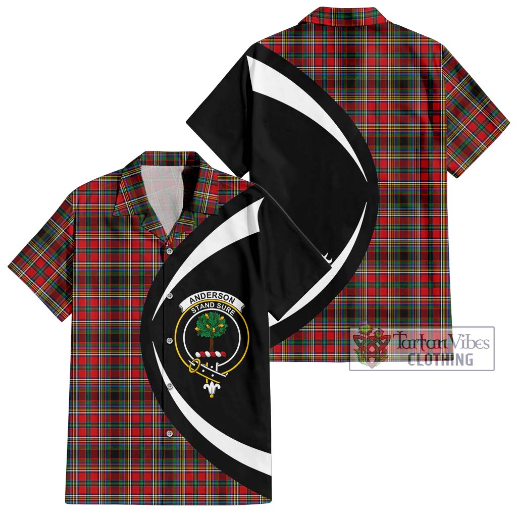 Anderson of Arbrake Tartan Short Sleeve Button Up with Family Crest Circle Style Kid - Tartan Vibes Clothing