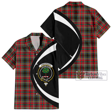 Anderson of Arbrake Tartan Short Sleeve Button Up with Family Crest Circle Style