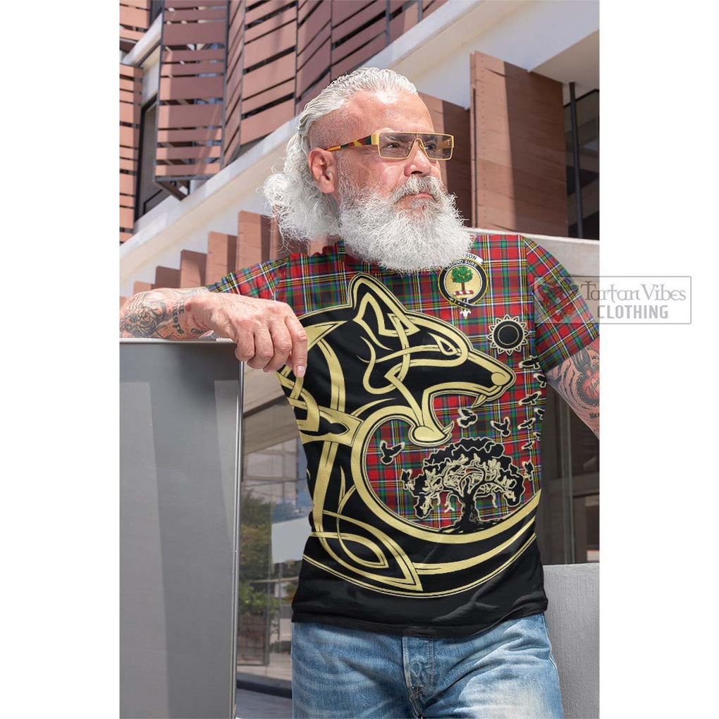 Tartan Vibes Clothing Anderson of Arbrake Tartan Cotton T-shirt with Family Crest Celtic Wolf Style