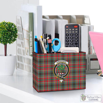 Anderson of Arbrake Tartan Pen Holder with Family Crest