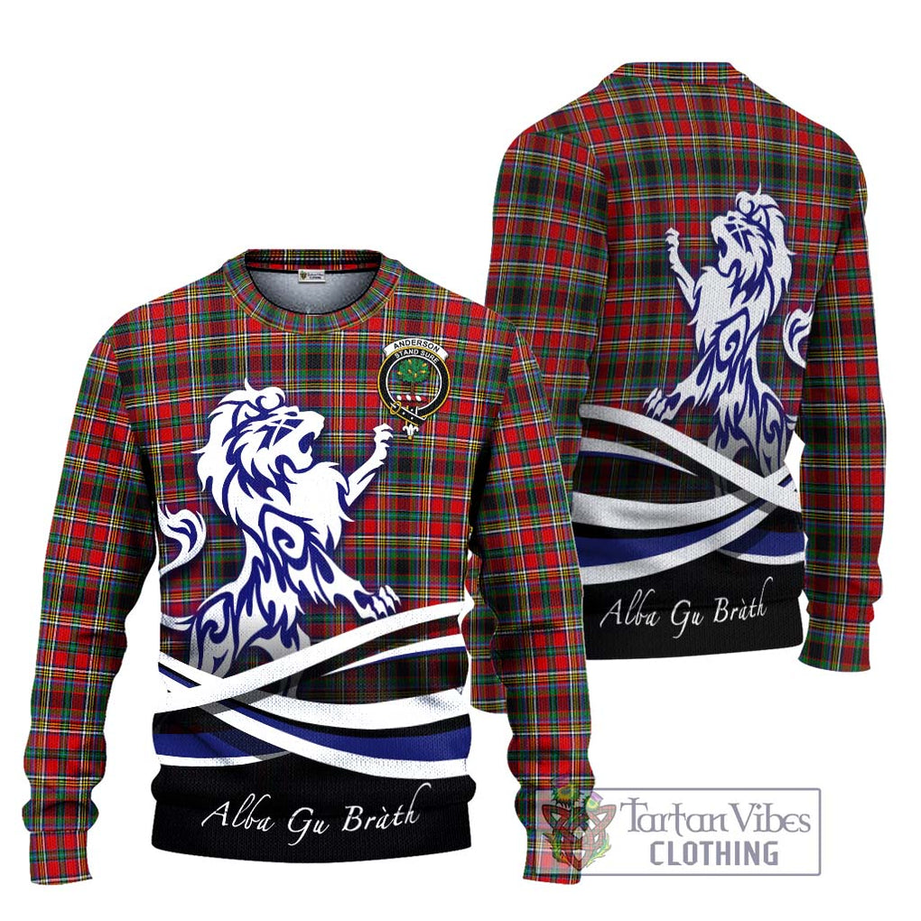 Anderson of Arbrake Tartan Knitted Sweater with Alba Gu Brath Regal Lion Emblem Unisex - Tartanvibesclothing Shop