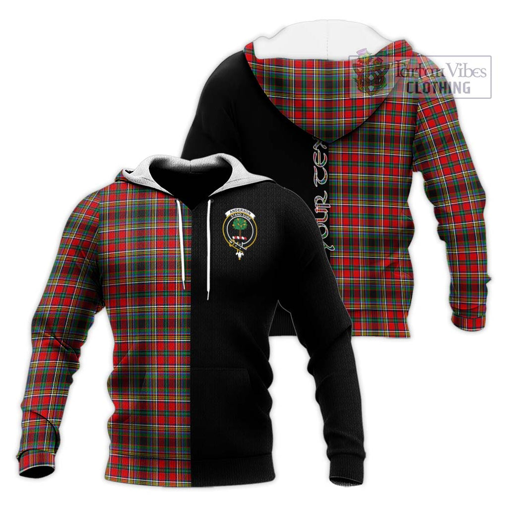 Anderson of Arbrake Tartan Knitted Hoodie with Family Crest and Half Of Me Style Unisex Knitted Pullover Hoodie - Tartanvibesclothing Shop