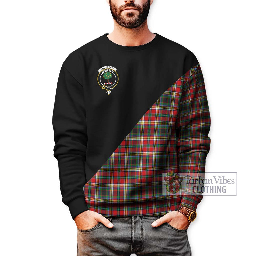 Anderson of Arbrake Tartan Sweatshirt with Family Crest and Military Logo Style Unisex - Tartanvibesclothing Shop