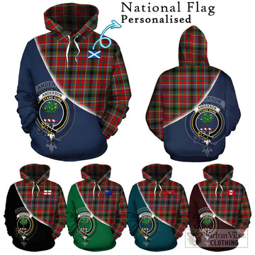 Anderson of Arbrake Tartan Hoodie with Personalised National Flag and Family Crest Half Style