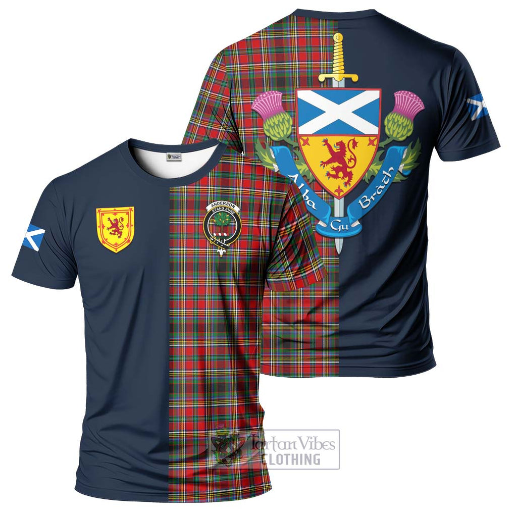 Tartan Vibes Clothing Anderson of Arbrake Tartan T-Shirt Alba with Scottish Lion Royal Arm Half Style