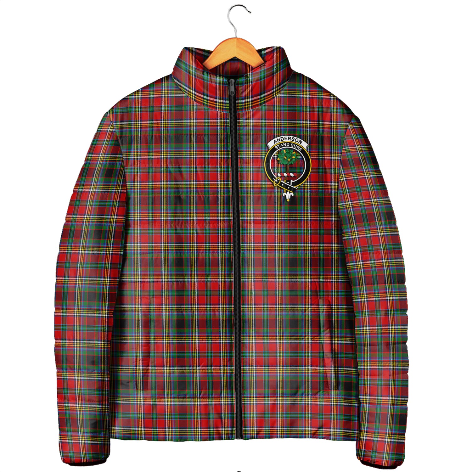 Anderson of Arbrake Tartan Padded Jacket with Family Crest Men's Padded Jacket - Tartan Vibes Clothing