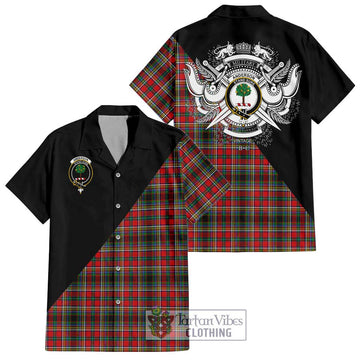 Anderson of Arbrake Tartan Short Sleeve Button Shirt with Family Crest and Military Logo Style