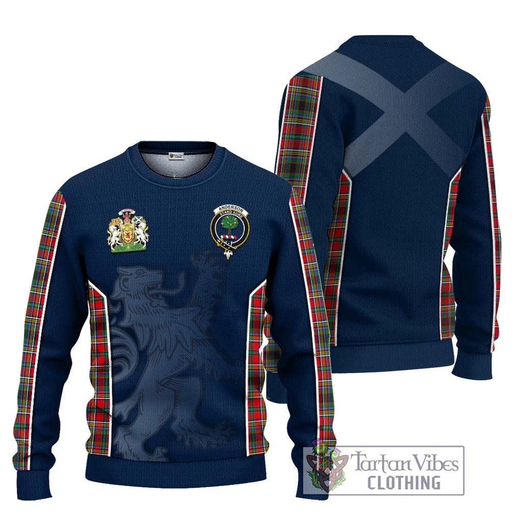 Anderson of Arbrake Tartan Knitted Sweater with Family Crest and Lion Rampant Vibes Sport Style Unisex - Tartan Vibes Clothing