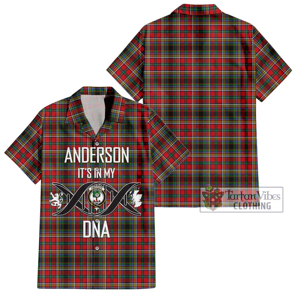 Anderson of Arbrake Tartan Short Sleeve Button Shirt with Family Crest DNA In Me Style Kid - Tartanvibesclothing Shop