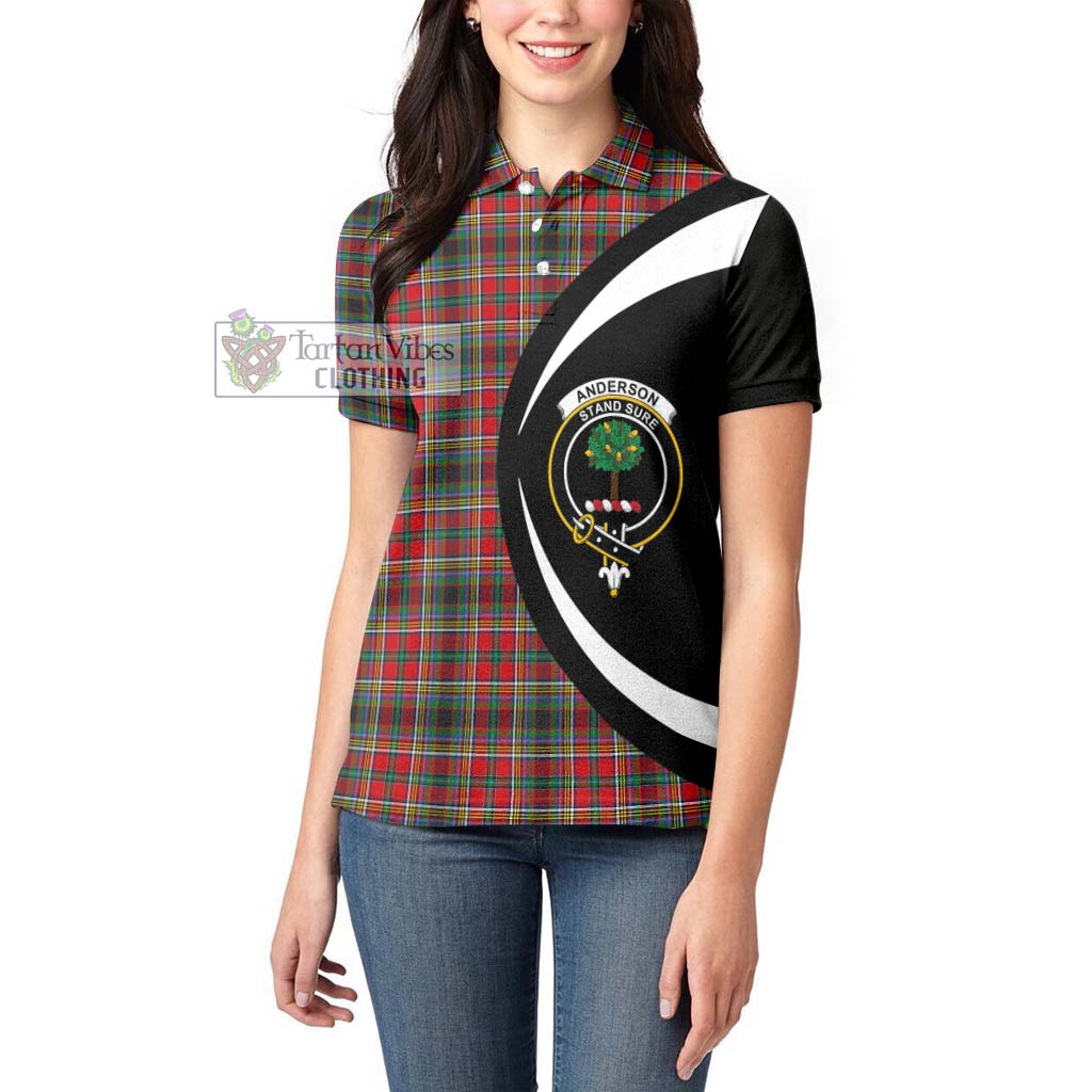 Anderson of Arbrake Tartan Women's Polo Shirt with Family Crest Circle Style - Tartan Vibes Clothing