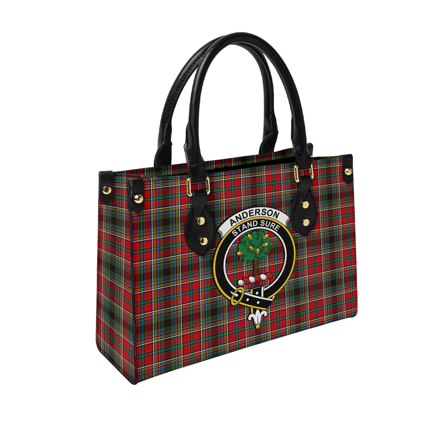 Anderson of Arbrake Tartan Leather Bag with Family Crest - Tartanvibesclothing