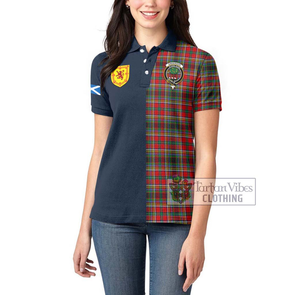 Tartan Vibes Clothing Anderson of Arbrake Tartan Women's Polo Shirt with Scottish Lion Royal Arm Half Style