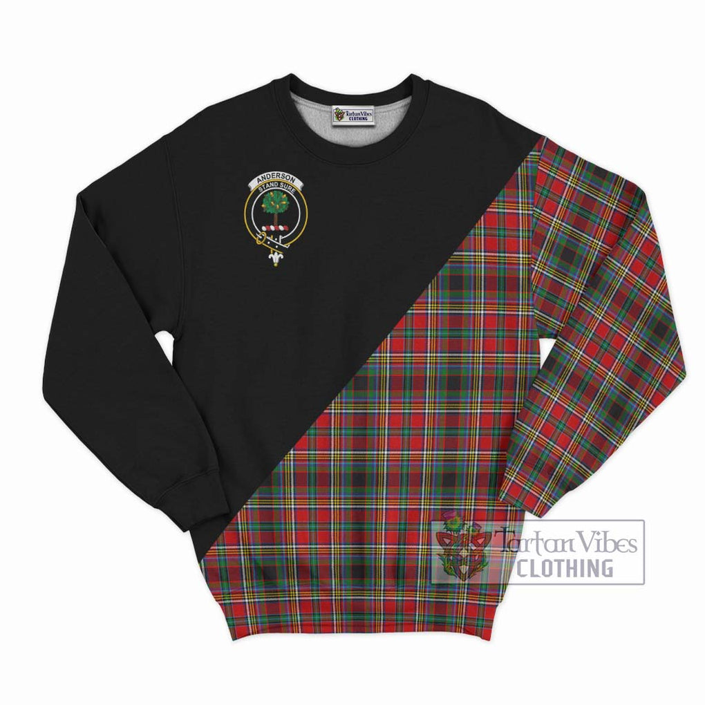 Anderson of Arbrake Tartan Sweatshirt with Family Crest and Military Logo Style - Tartanvibesclothing Shop