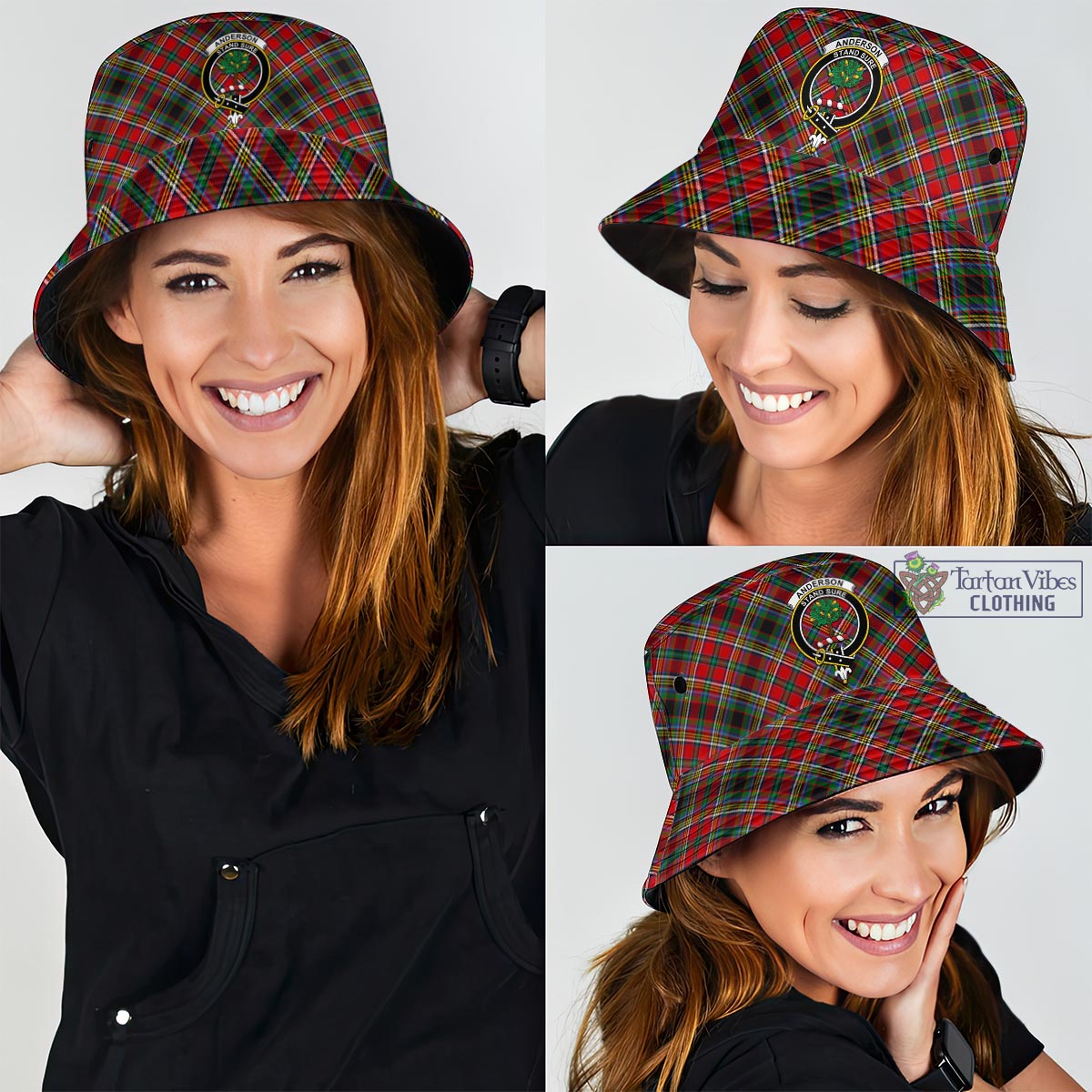 Tartan Vibes Clothing Anderson of Arbrake Tartan Bucket Hat with Family Crest