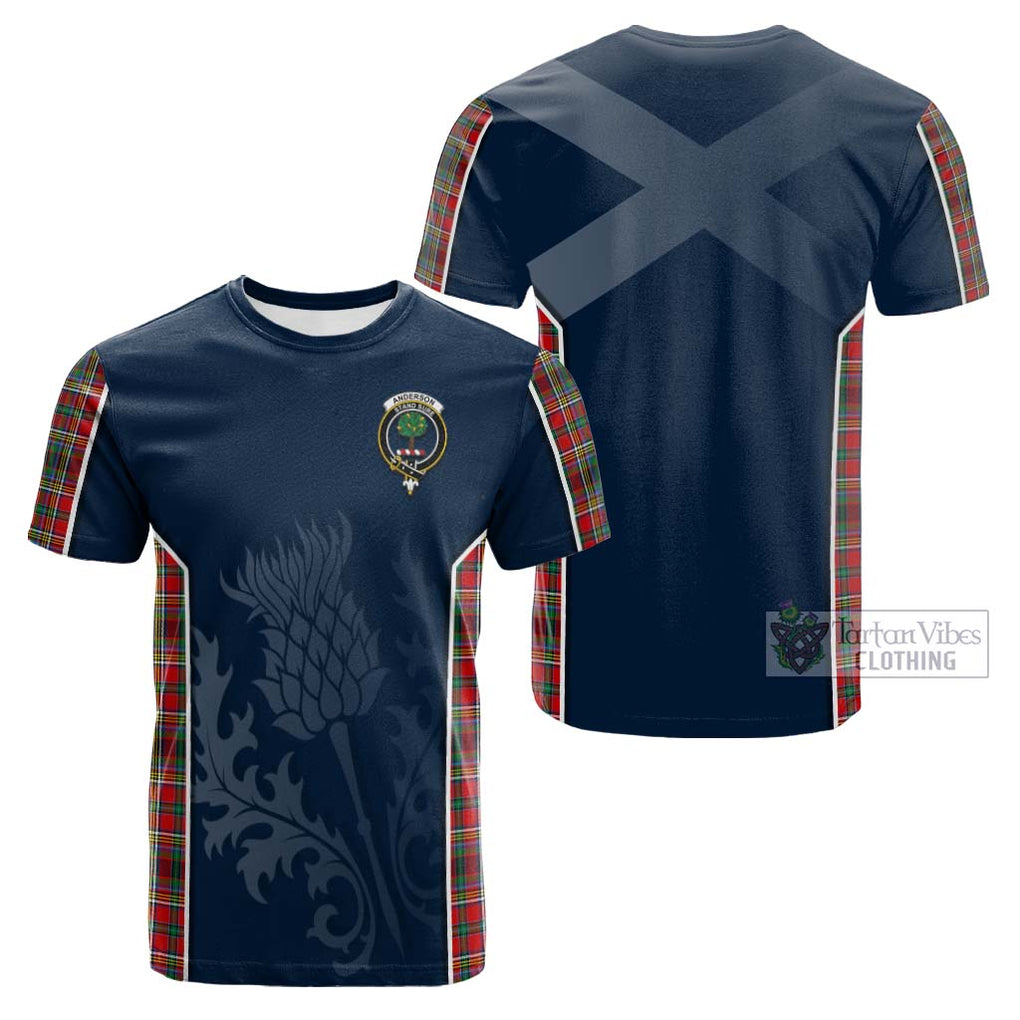 Tartan Vibes Clothing Anderson of Arbrake Tartan Cotton T-shirt with Family Crest and Scottish Thistle Vibes Sport Style