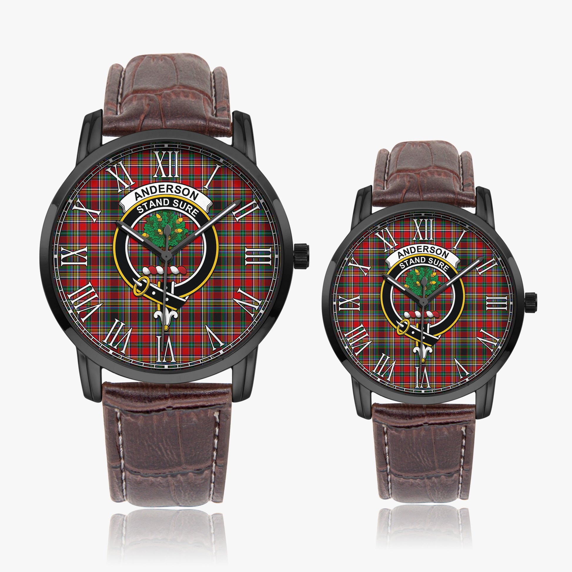 Anderson of Arbrake Tartan Family Crest Leather Strap Quartz Watch - Tartanvibesclothing