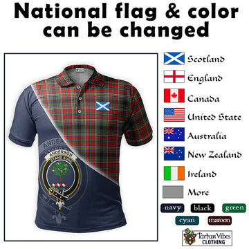 Anderson of Arbrake Tartan Polo Shirt with Personalised National Flag and Family Crest Half Style