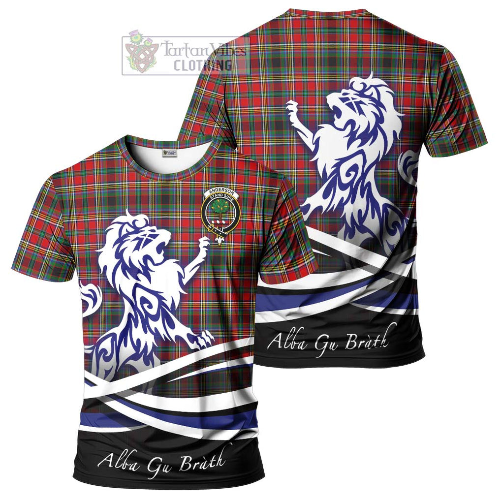 Tartan Vibes Clothing Anderson of Arbrake Tartan Cotton T-shirt with Alba Gu Brath Regal Lion Emblem