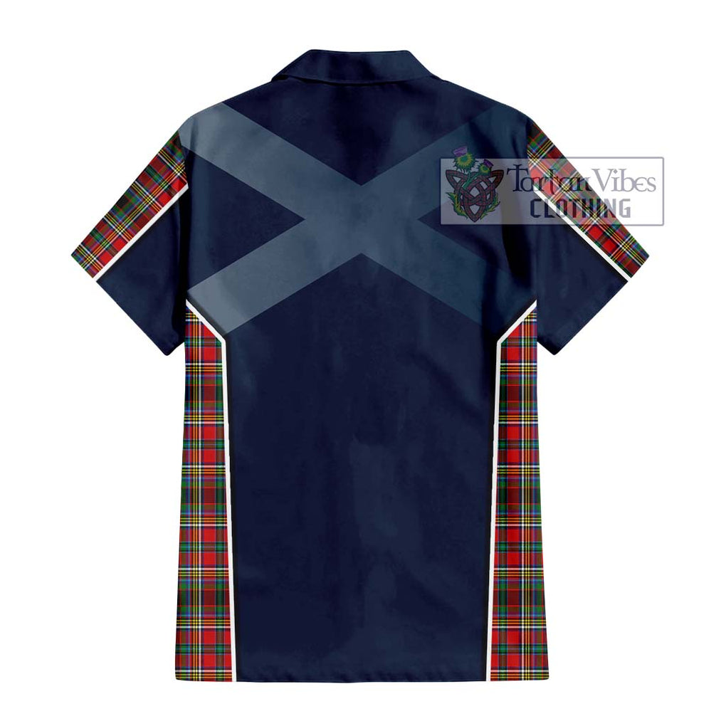 Anderson of Arbrake Tartan Short Sleeve Button Shirt with Family Crest and Lion Rampant Vibes Sport Style - Tartan Vibes Clothing