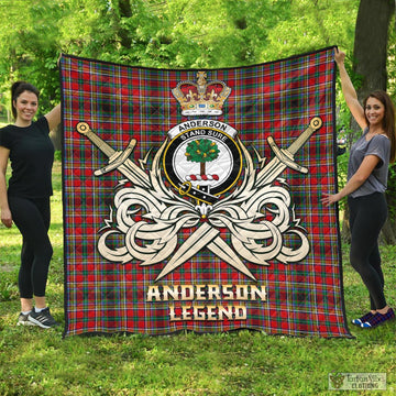 Anderson of Arbrake Tartan Quilt with Clan Crest and the Golden Sword of Courageous Legacy