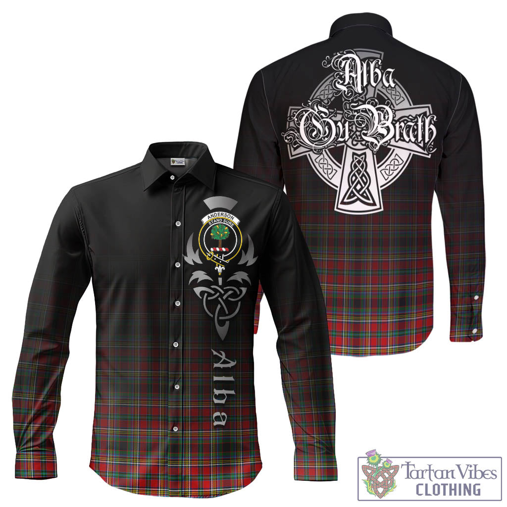 Tartan Vibes Clothing Anderson of Arbrake Tartan Long Sleeve Button Up Featuring Alba Gu Brath Family Crest Celtic Inspired