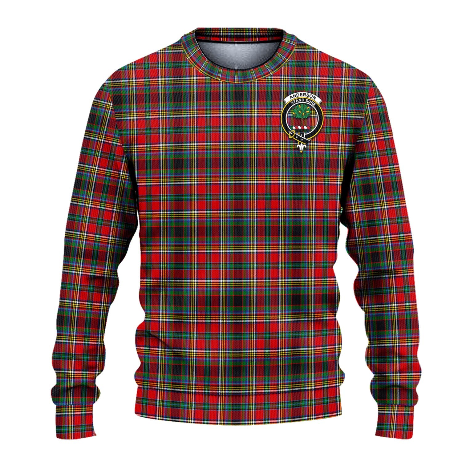 Anderson of Arbrake Tartan Knitted Sweater with Family Crest - Tartanvibesclothing