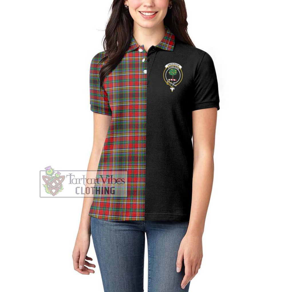 Anderson of Arbrake Tartan Women's Polo Shirt with Family Crest and Half Of Me Style - Tartanvibesclothing Shop