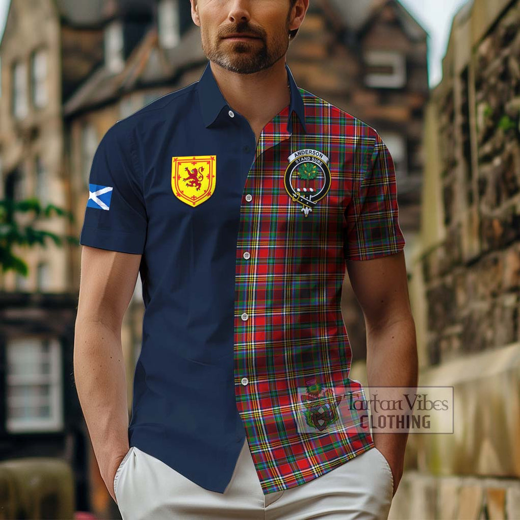 Tartan Vibes Clothing Anderson of Arbrake Tartan Short Sleeve Button Shirt with Scottish Lion Royal Arm Half Style