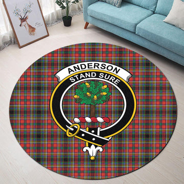 Anderson of Arbrake Tartan Round Rug with Family Crest