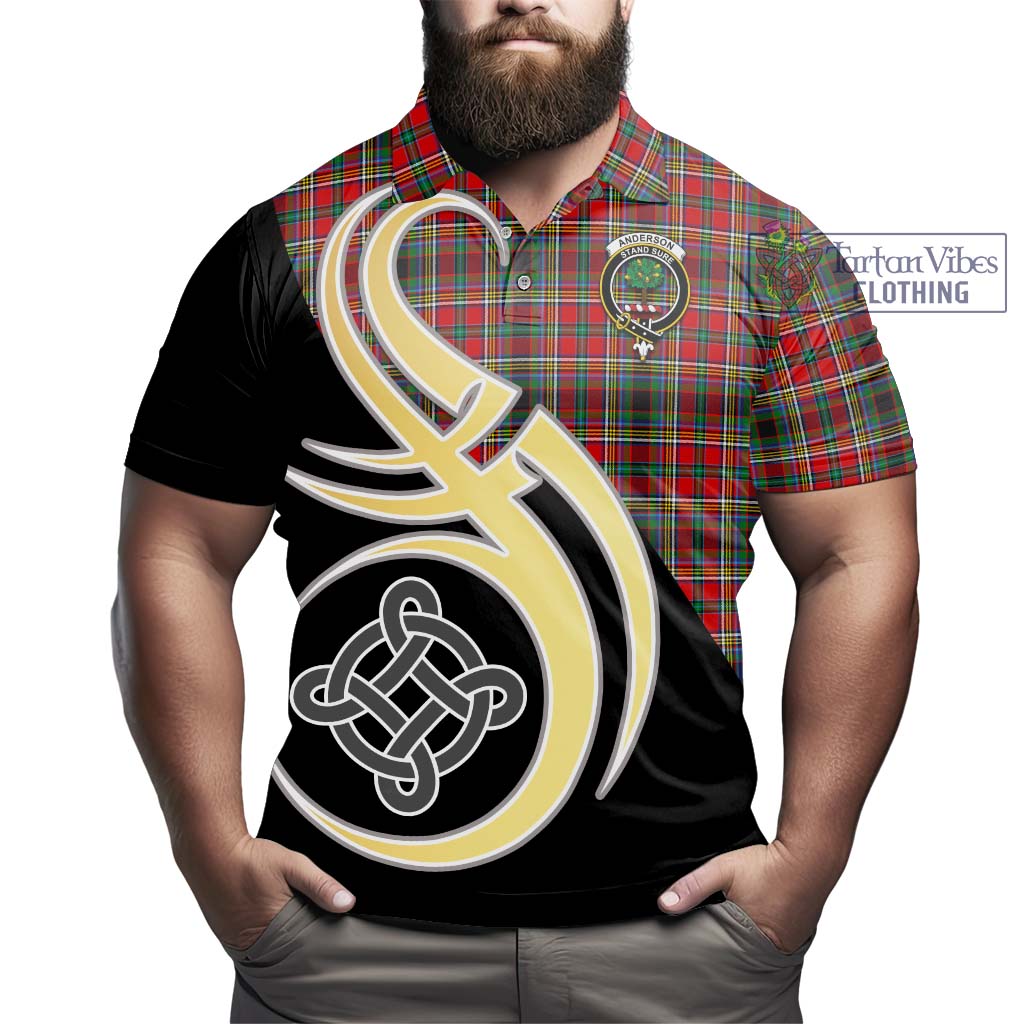 Anderson of Arbrake Tartan Polo Shirt with Family Crest and Celtic Symbol Style - Tartan Vibes Clothing