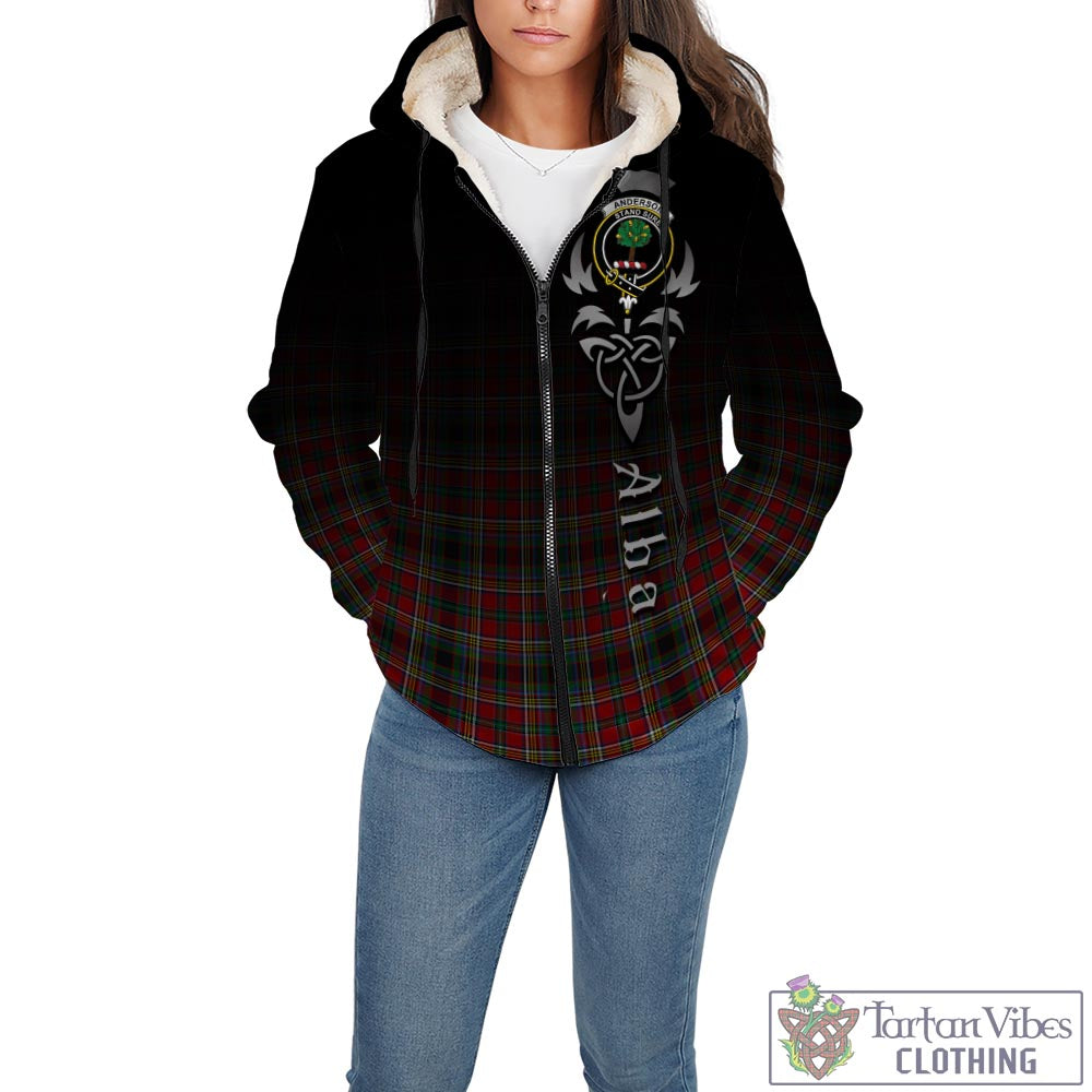 Tartan Vibes Clothing Anderson of Arbrake Tartan Sherpa Hoodie Featuring Alba Gu Brath Family Crest Celtic Inspired