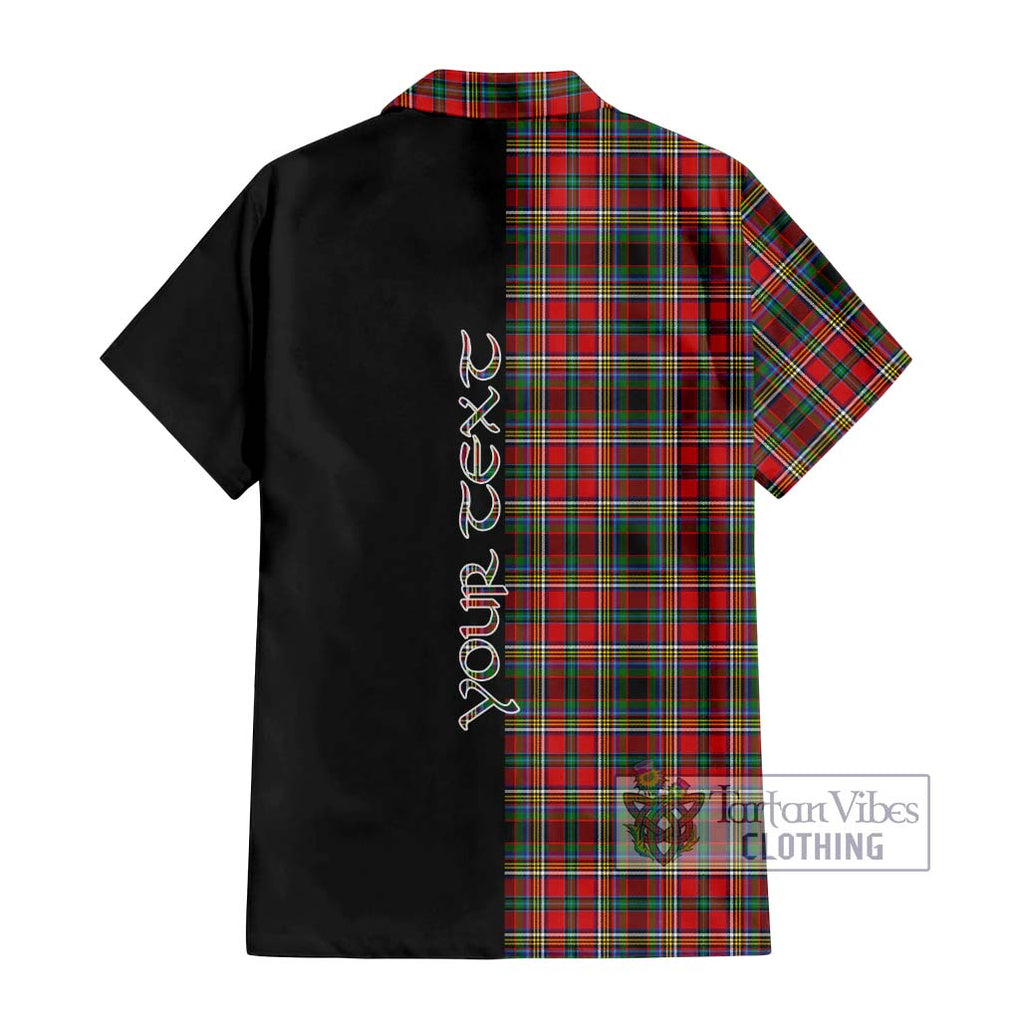 Anderson of Arbrake Tartan Short Sleeve Button Shirt with Family Crest and Half Of Me Style - Tartanvibesclothing Shop