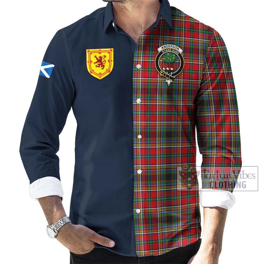 Tartan Vibes Clothing Anderson of Arbrake Tartan Long Sleeve Button Shirt with Scottish Lion Royal Arm Half Style