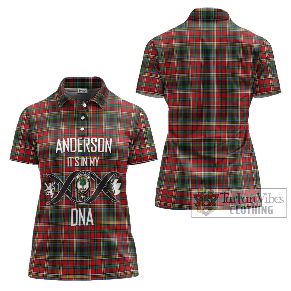 Anderson of Arbrake Tartan Women's Polo Shirt with Family Crest DNA In Me Style - Tartanvibesclothing Shop