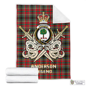 Anderson of Arbrake Tartan Blanket with Clan Crest and the Golden Sword of Courageous Legacy