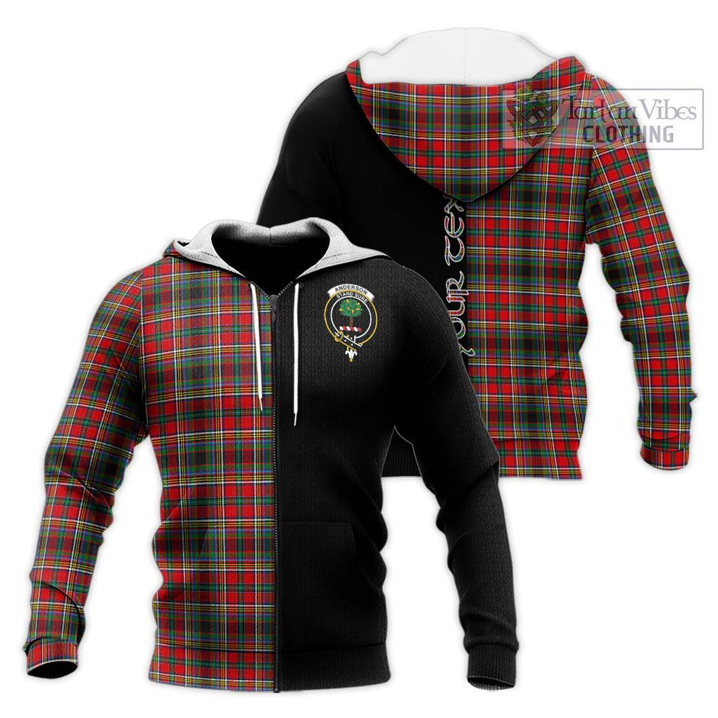 Anderson of Arbrake Tartan Knitted Hoodie with Family Crest and Half Of Me Style Unisex Knitted Zip Hoodie - Tartanvibesclothing Shop