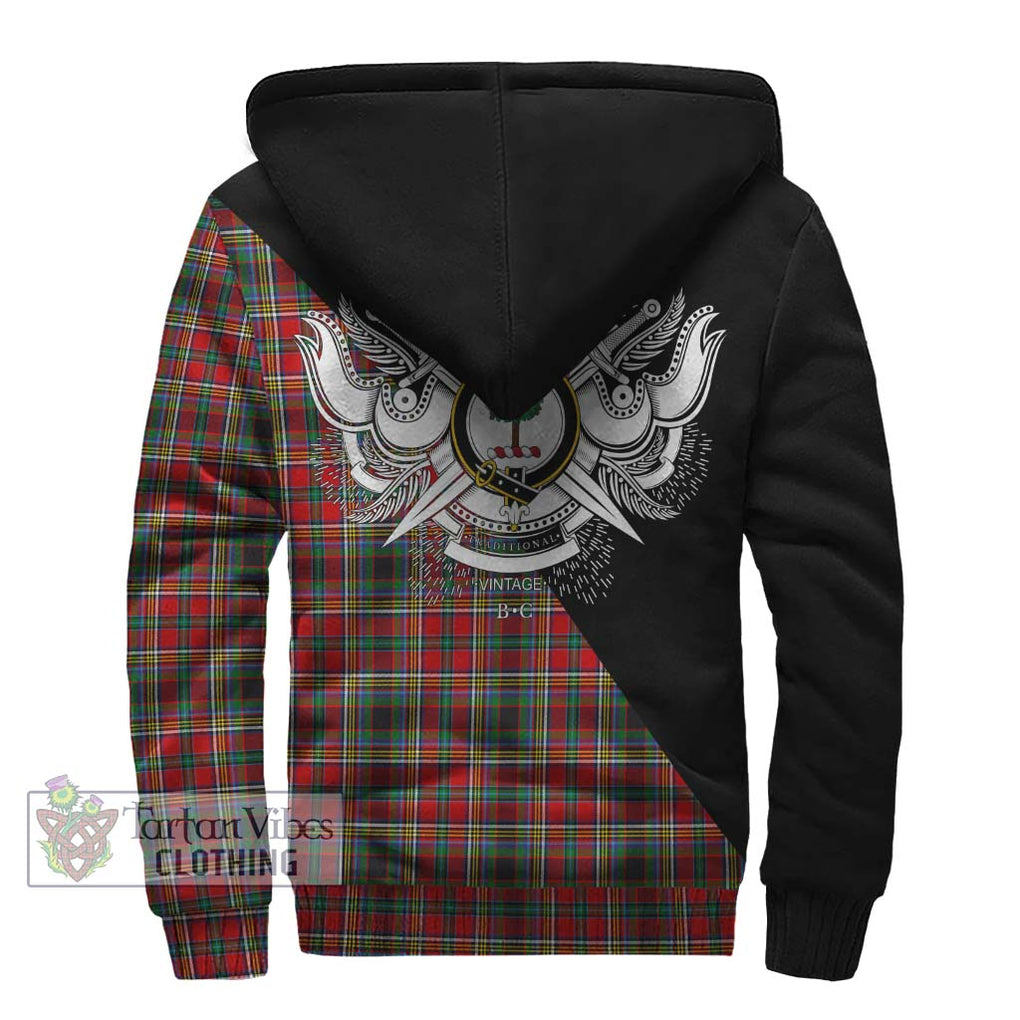 Anderson of Arbrake Tartan Sherpa Hoodie with Family Crest and Military Logo Style - Tartanvibesclothing Shop