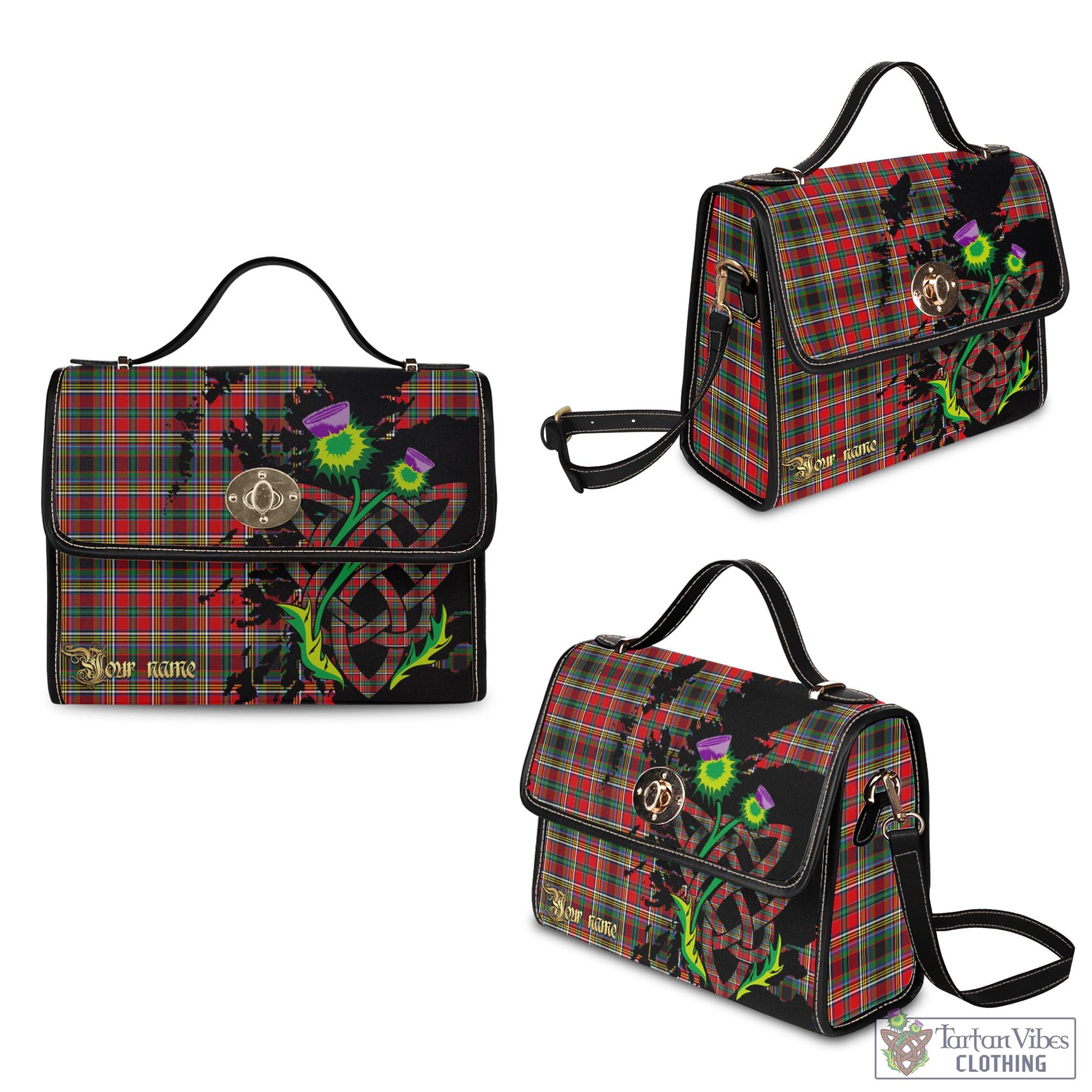 Tartan Vibes Clothing Anderson of Arbrake Tartan Waterproof Canvas Bag with Scotland Map and Thistle Celtic Accents