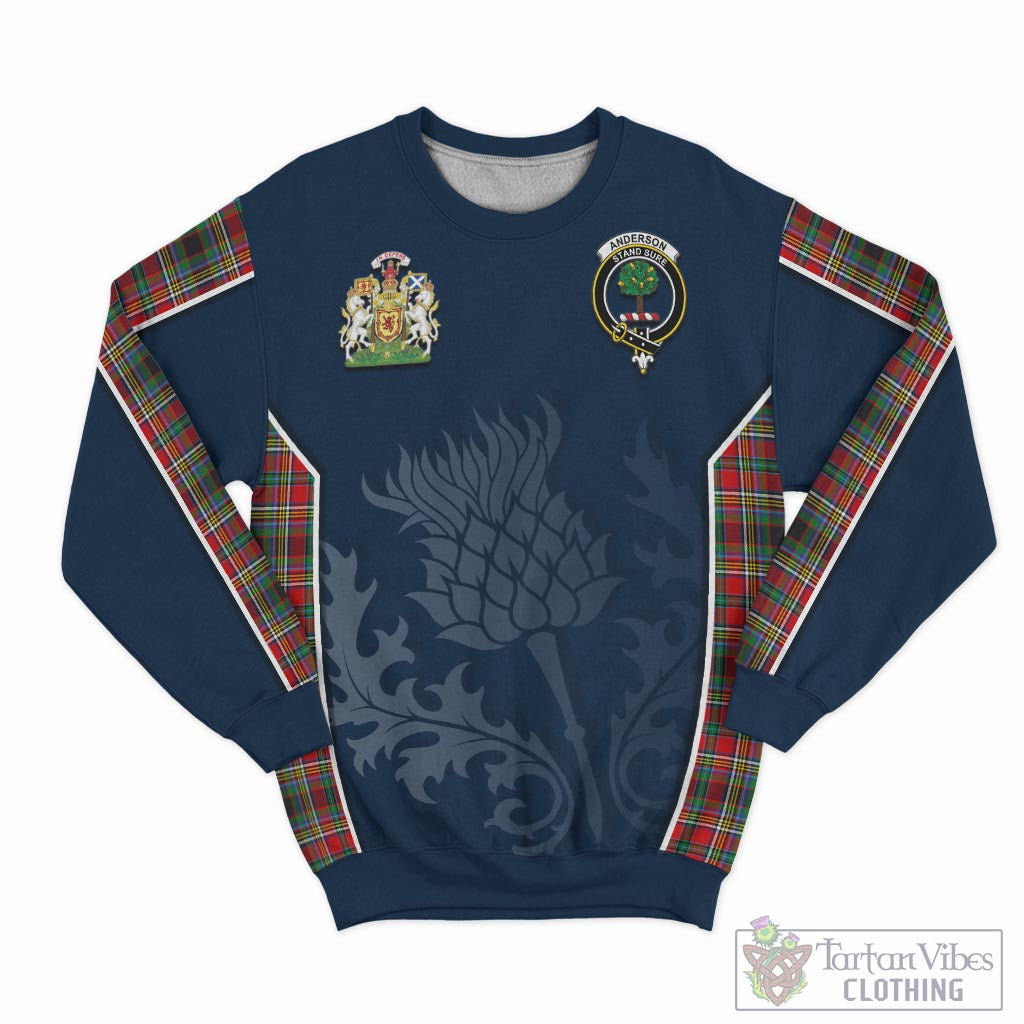 Tartan Vibes Clothing Anderson of Arbrake Tartan Sweatshirt with Family Crest and Scottish Thistle Vibes Sport Style