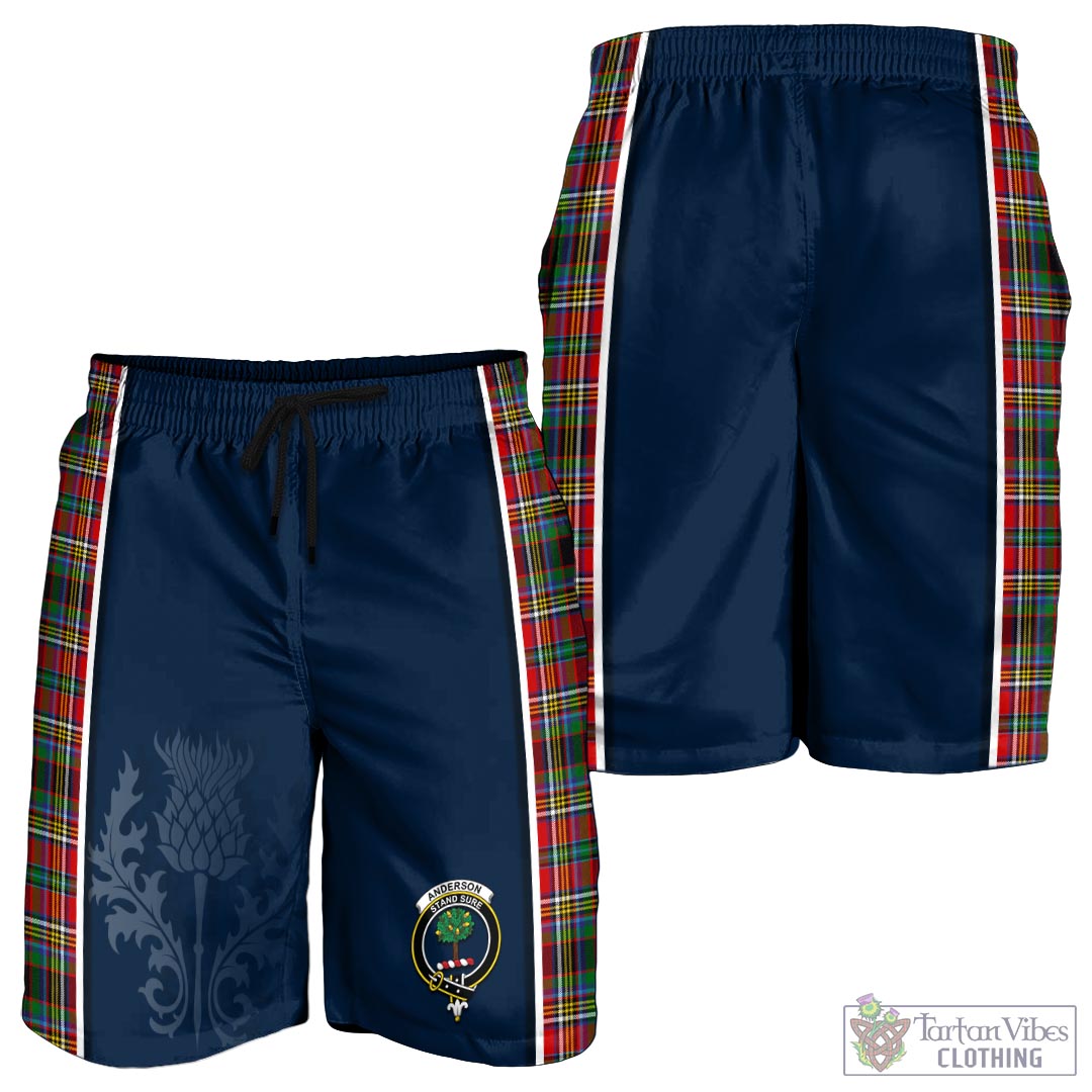 Tartan Vibes Clothing Anderson of Arbrake Tartan Men's Shorts with Family Crest and Scottish Thistle Vibes Sport Style