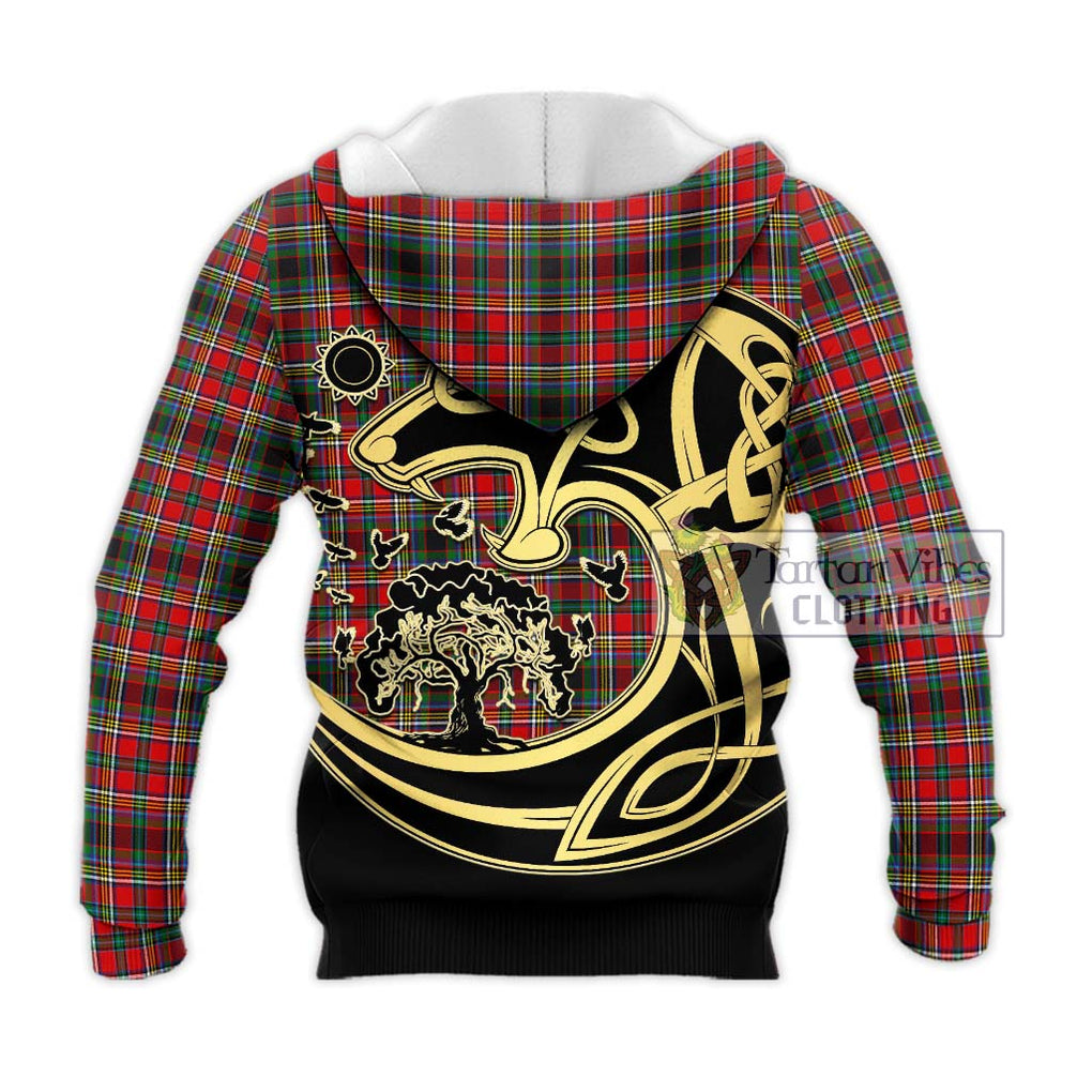 Anderson of Arbrake Tartan Knitted Hoodie with Family Crest Celtic Wolf Style - Tartan Vibes Clothing