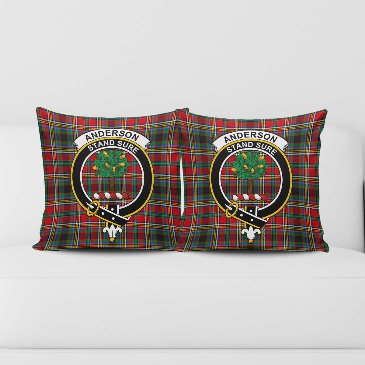 Anderson of Arbrake Tartan Pillow Cover with Family Crest - Tartanvibesclothing