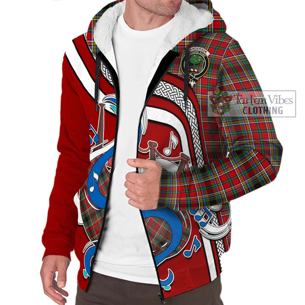 Anderson of Arbrake Tartan Sherpa Hoodie with Epic Bagpipe Style Unisex - Tartanvibesclothing Shop