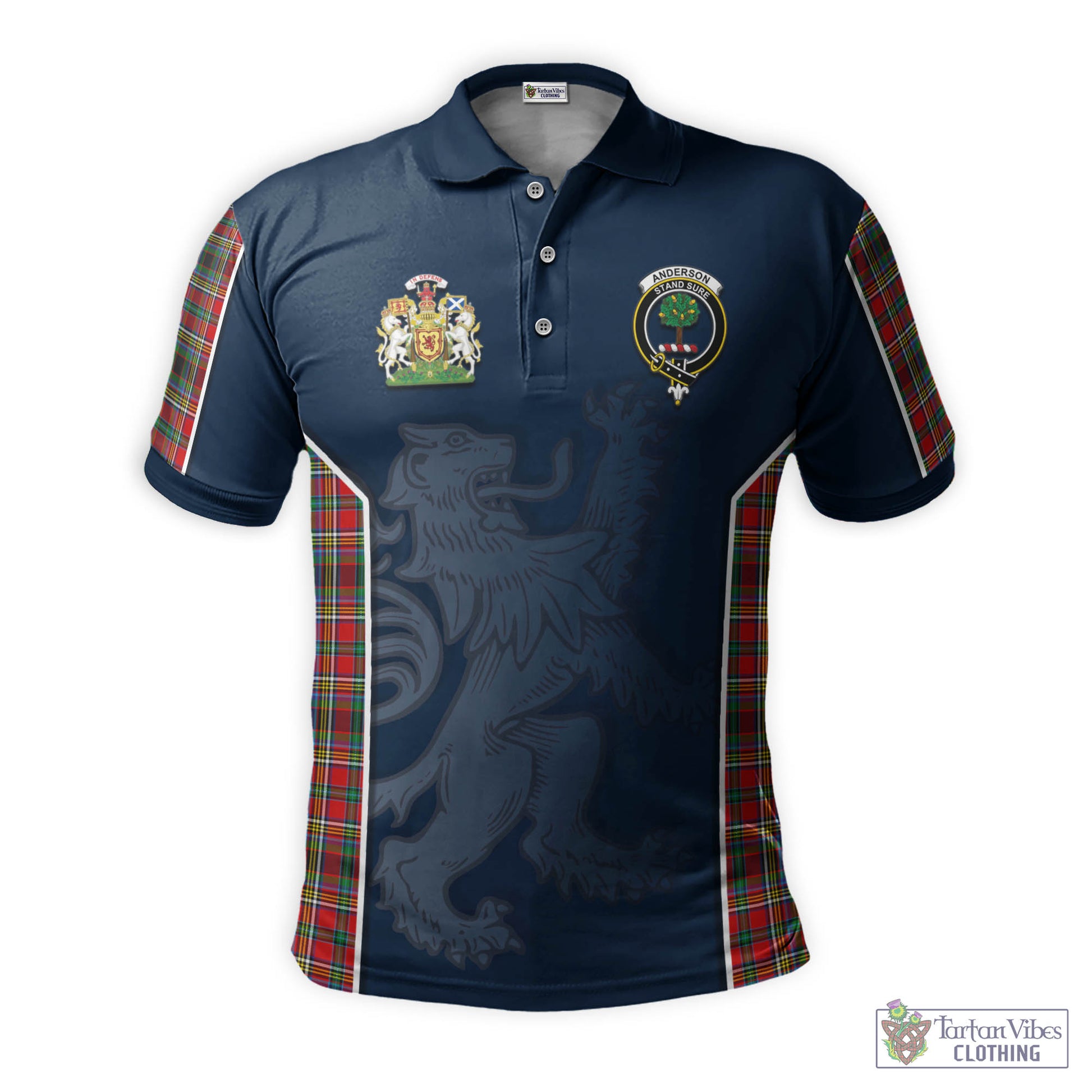 Tartan Vibes Clothing Anderson of Arbrake Tartan Men's Polo Shirt with Family Crest and Lion Rampant Vibes Sport Style