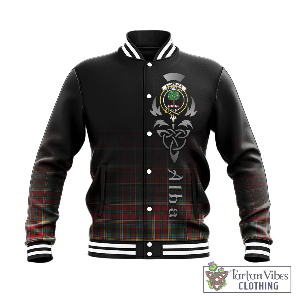 Tartan Vibes Clothing Anderson of Arbrake Tartan Baseball Jacket Featuring Alba Gu Brath Family Crest Celtic Inspired