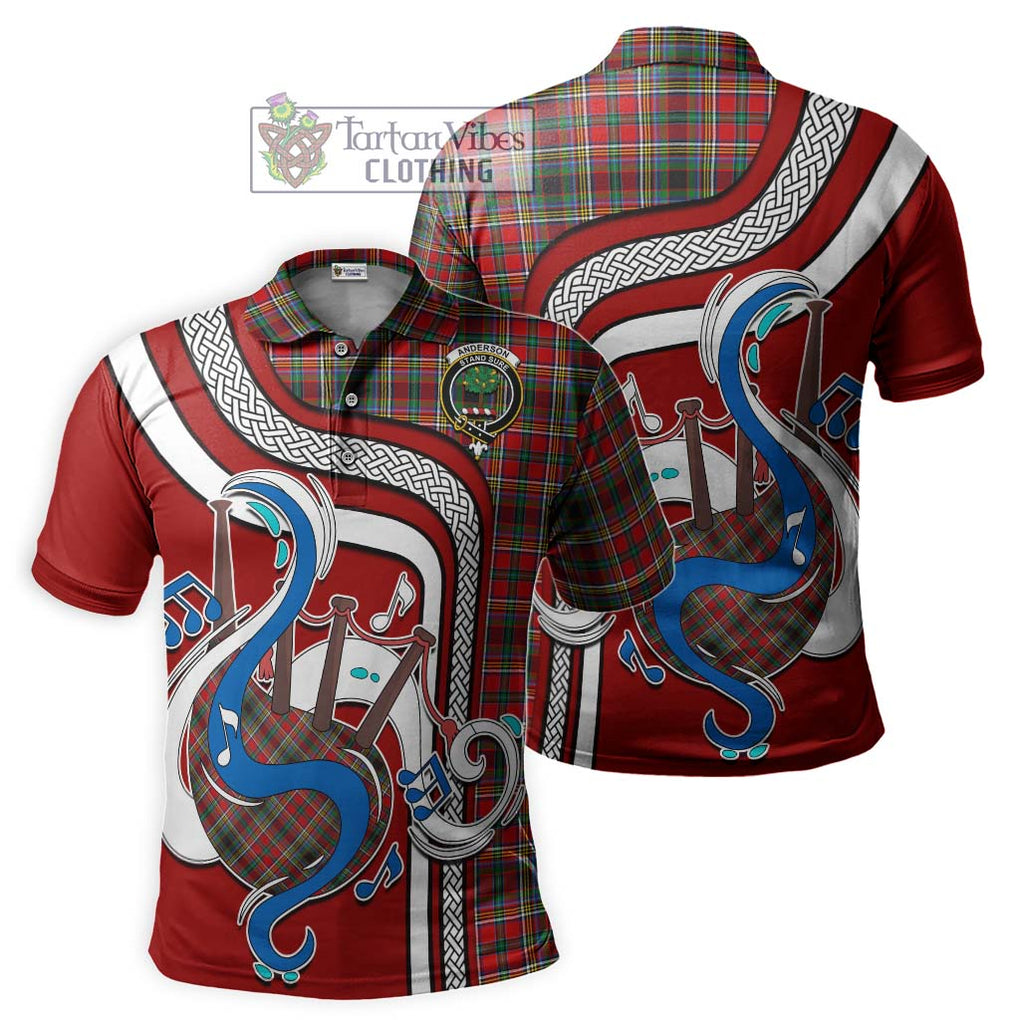 Tartan Vibes Clothing Anderson of Arbrake Tartan Polo Shirt with Epic Bagpipe Style