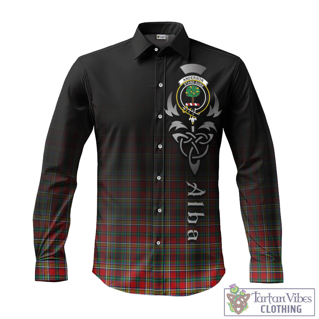 Tartan Vibes Clothing Anderson of Arbrake Tartan Long Sleeve Button Up Featuring Alba Gu Brath Family Crest Celtic Inspired