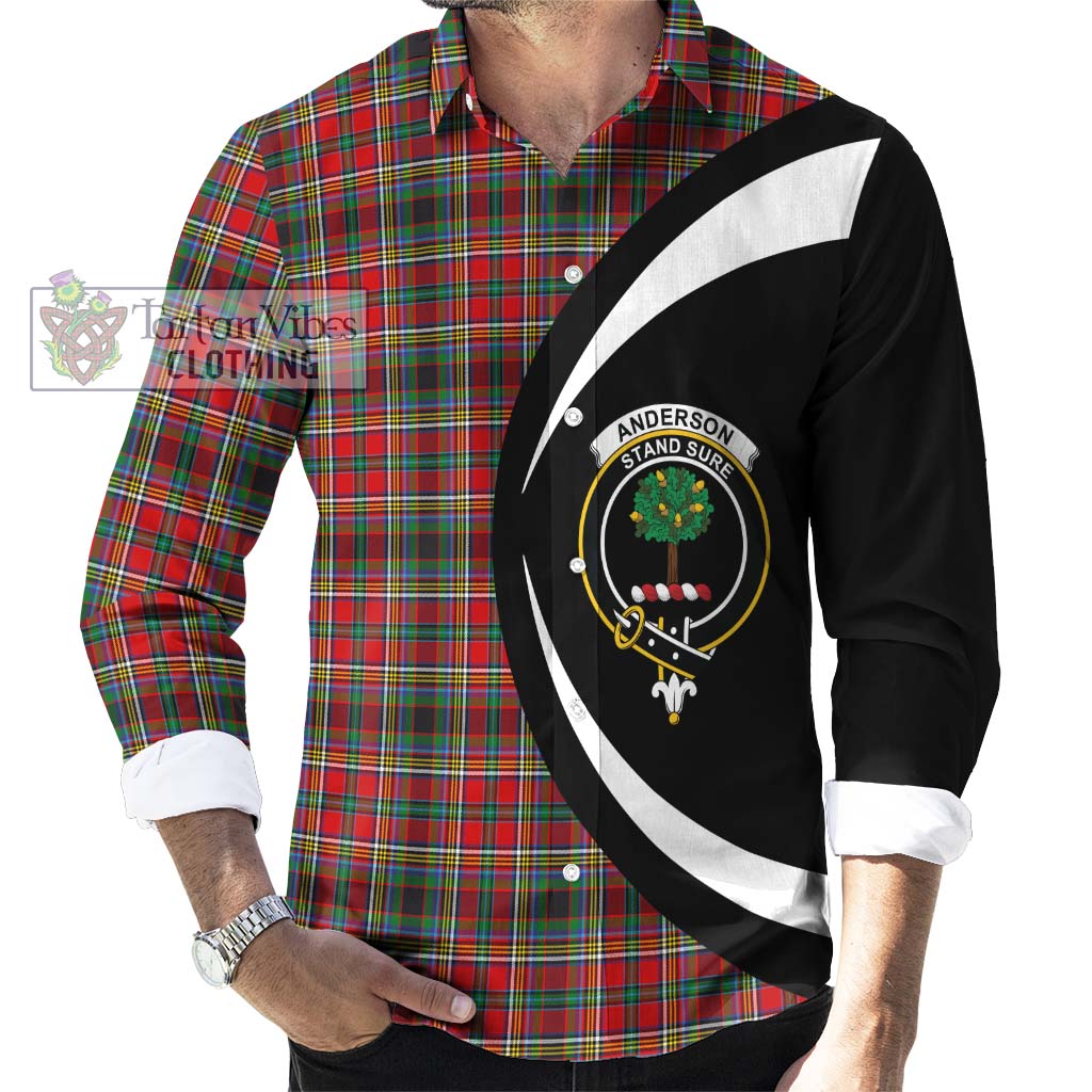 Tartan Vibes Clothing Anderson of Arbrake Tartan Long Sleeve Button Up with Family Crest Circle Style