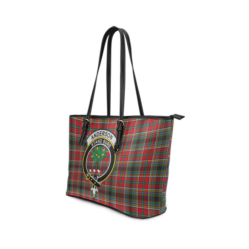 Anderson of Arbrake Tartan Leather Tote Bag with Family Crest - Tartanvibesclothing